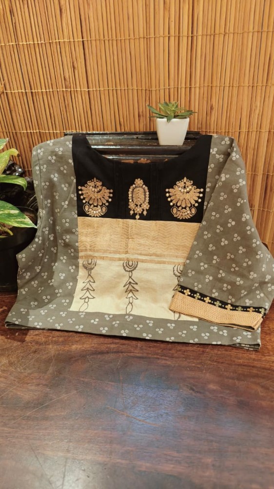 Sungudi in Grey & Gold