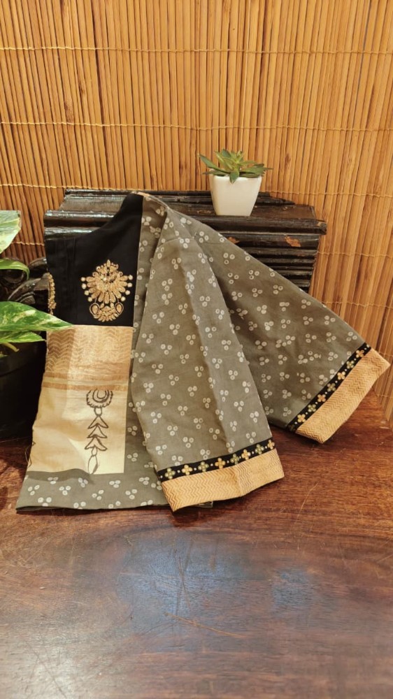 Sungudi in Grey & Gold